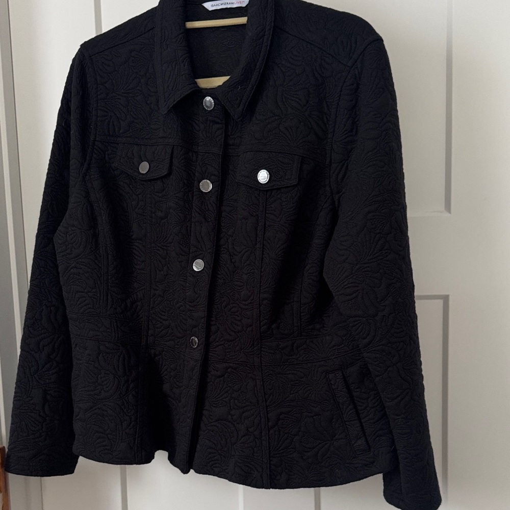 Isaac Mizrahi Black Textured Jean Jacket
